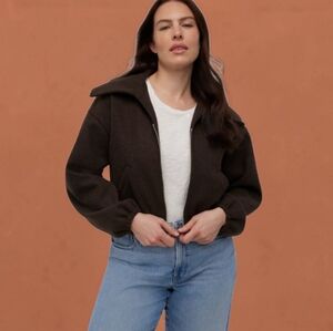 NWT MADEWELL Zip Front Shawl Collar Bomber Jacket In Warm Shale Large New